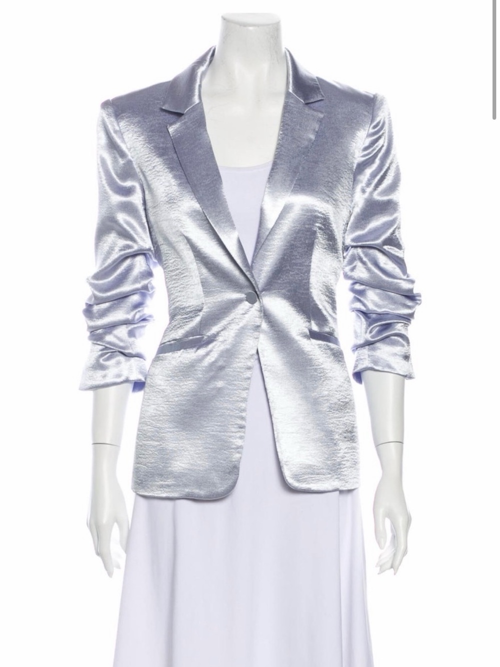 Cinq à Sept Silver Metallic Single-Button Blazer